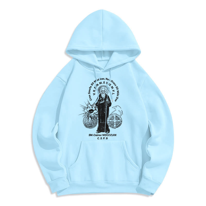 Classic Style St. Benedict Figure Fleece Lined Polyester Hoodie