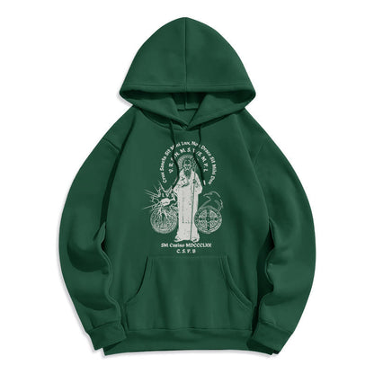 Classic Style St. Benedict Figure Fleece Lined Polyester Hoodie