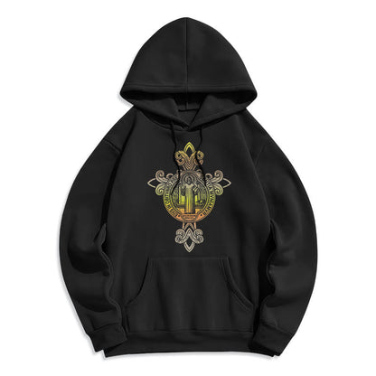 Colored Style St. Benedict Emblem Scrollwork Fleece Lined Polyester Hoodie