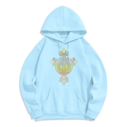 Colored Style St. Benedict Emblem Scrollwork Fleece Lined Polyester Hoodie