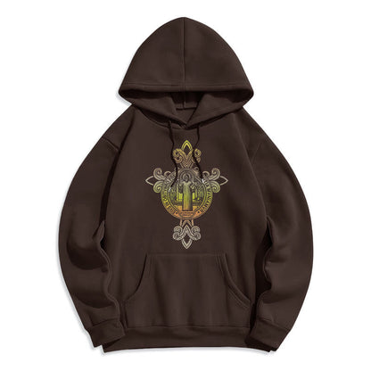 Colored Style St. Benedict Emblem Scrollwork Fleece Lined Polyester Hoodie