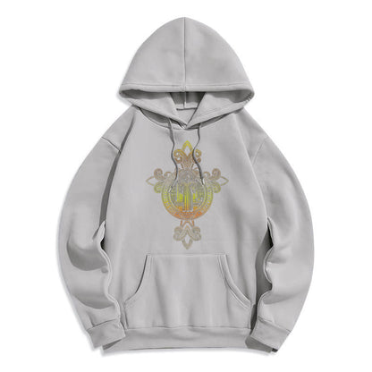 Colored Style St. Benedict Emblem Scrollwork Fleece Lined Polyester Hoodie