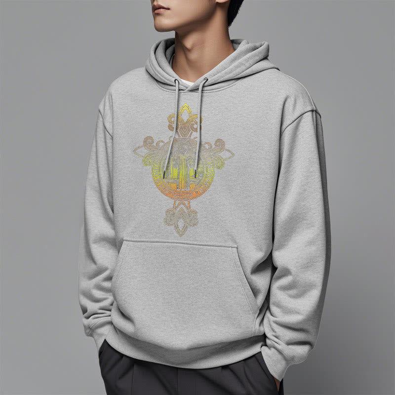 Colored Style St. Benedict Emblem Scrollwork Fleece Lined Polyester Hoodie
