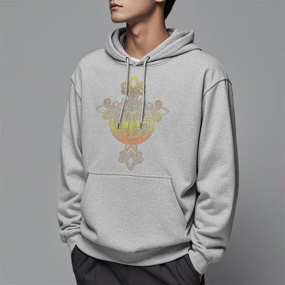 Colored Style St. Benedict Emblem Scrollwork Fleece Lined Polyester Hoodie