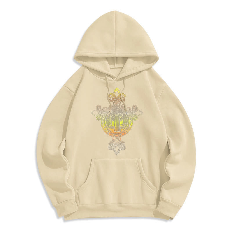 Colored Style St. Benedict Emblem Scrollwork Fleece Lined Polyester Hoodie