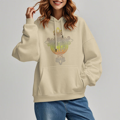 Colored Style St. Benedict Emblem Scrollwork Fleece Lined Polyester Hoodie