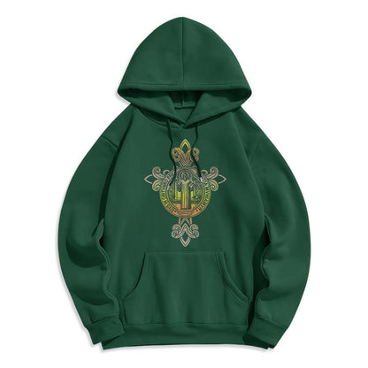 Colored Style St. Benedict Emblem Scrollwork Fleece Lined Polyester Hoodie