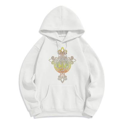 Colored Style St. Benedict Emblem Scrollwork Fleece Lined Polyester Hoodie