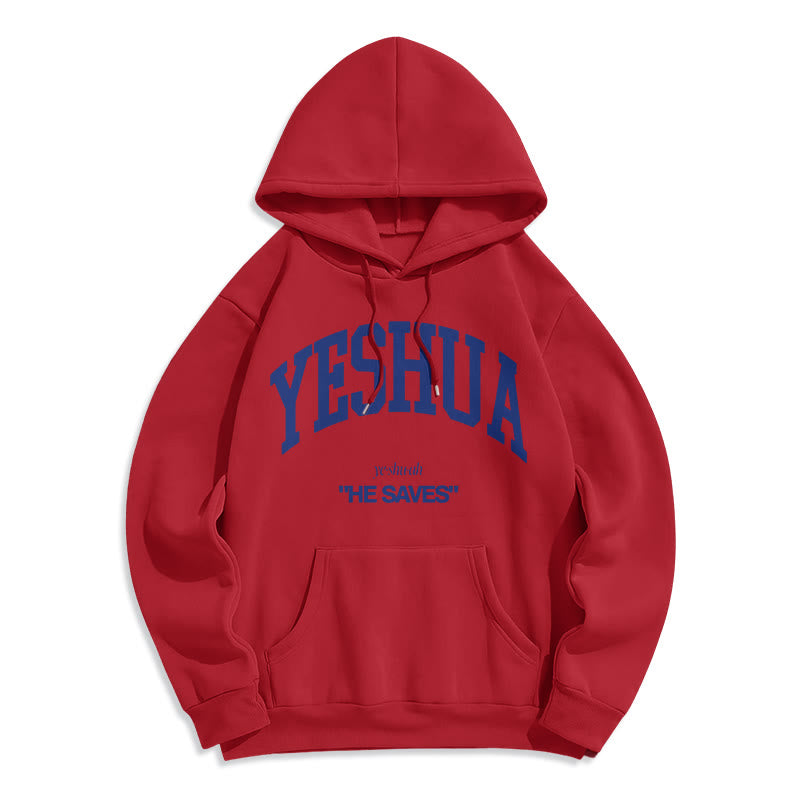Classic Style Yeshua He Saves Fleece Lined Polyester Hoodie