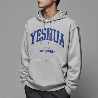 Classic Style Yeshua He Saves Fleece Lined Polyester Hoodie