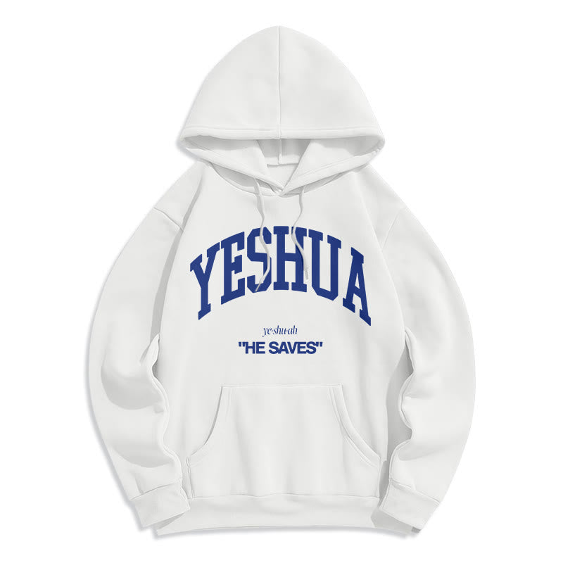 Classic Style Yeshua He Saves Fleece Lined Polyester Hoodie