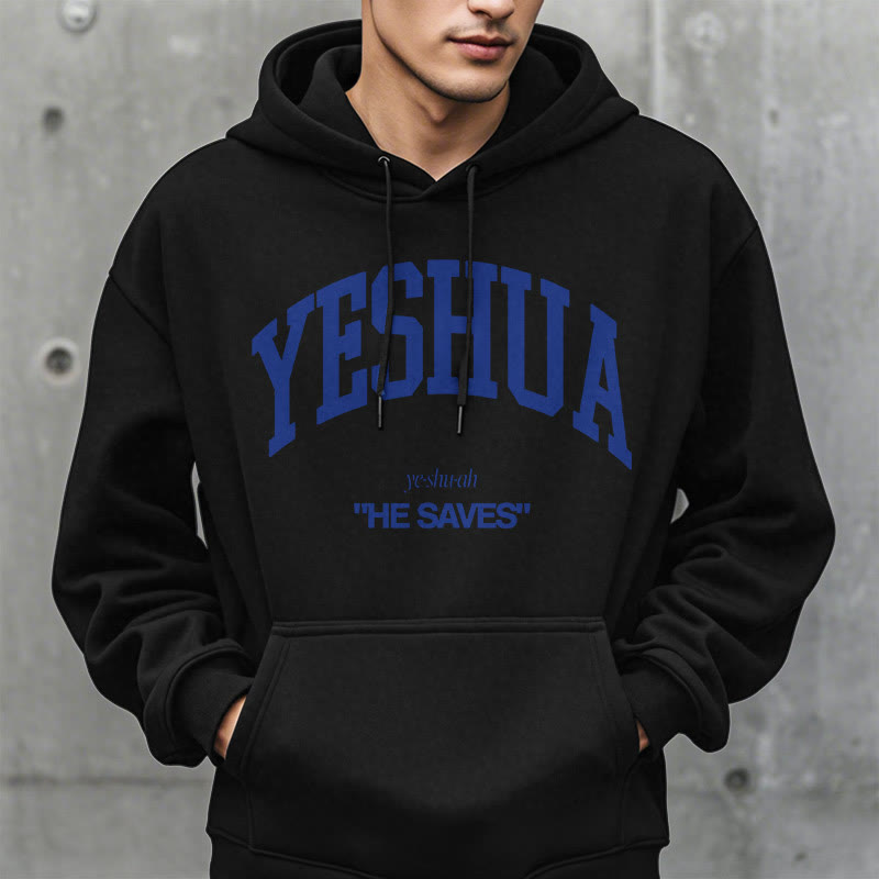 Classic Style Yeshua He Saves Fleece Lined Polyester Hoodie