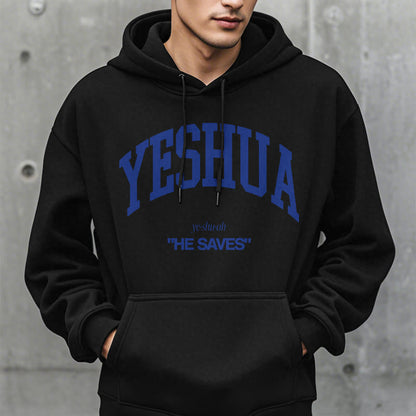Classic Style Yeshua He Saves Fleece Lined Polyester Hoodie