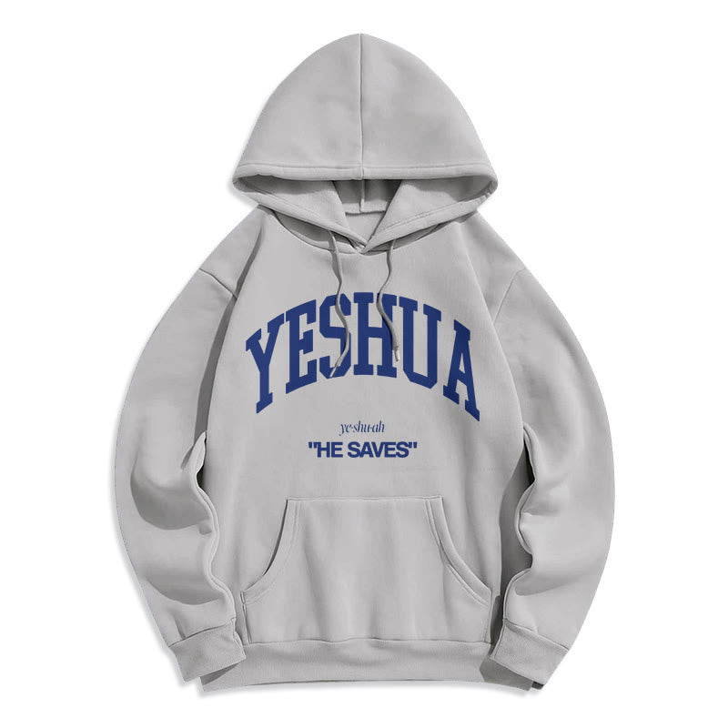 Classic Style Yeshua He Saves Fleece Lined Polyester Hoodie