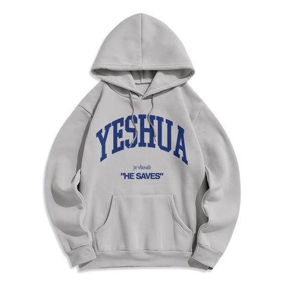 Classic Style Yeshua He Saves Fleece Lined Polyester Hoodie