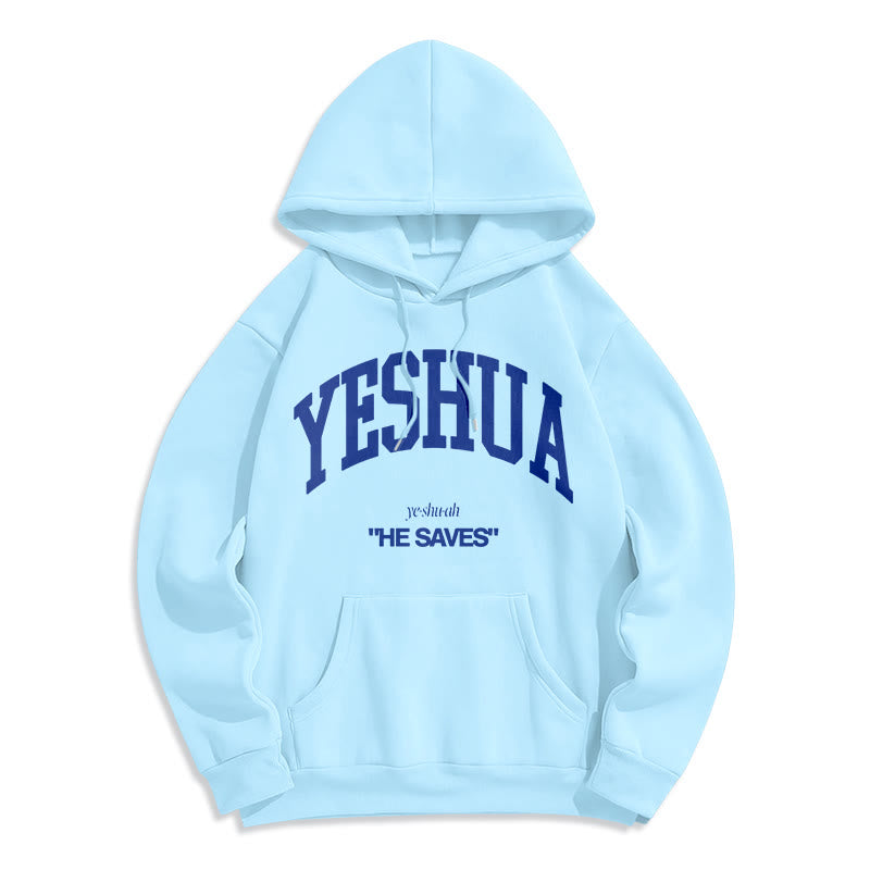 Classic Style Yeshua He Saves Fleece Lined Polyester Hoodie