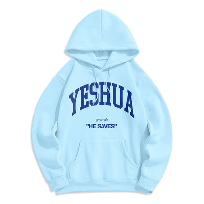Classic Style Yeshua He Saves Fleece Lined Polyester Hoodie