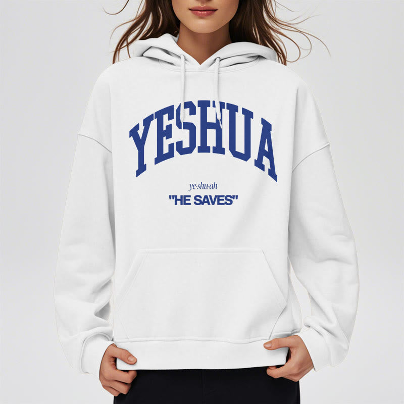 Classic Style Yeshua He Saves Fleece Lined Polyester Hoodie