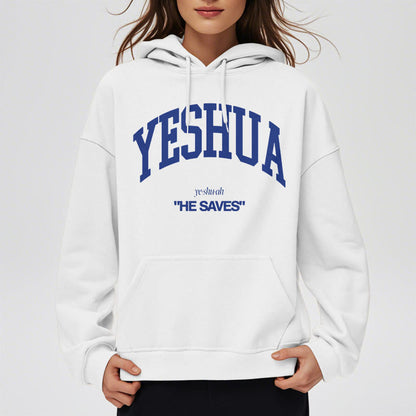 Classic Style Yeshua He Saves Fleece Lined Polyester Hoodie