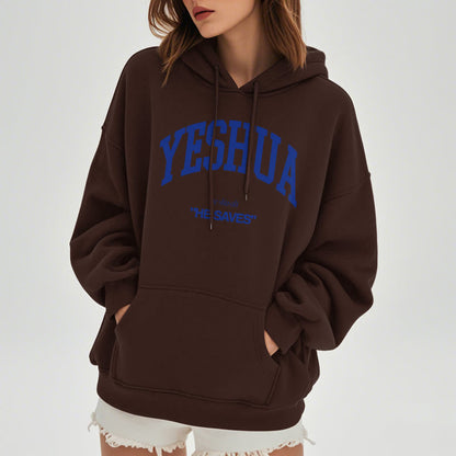 Classic Style Yeshua He Saves Fleece Lined Polyester Hoodie