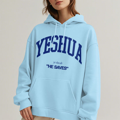 Classic Style Yeshua He Saves Fleece Lined Polyester Hoodie