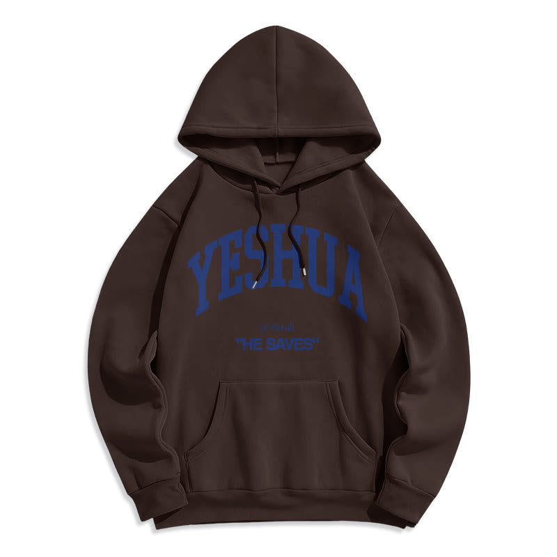 Classic Style Yeshua He Saves Fleece Lined Polyester Hoodie