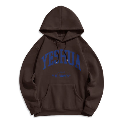Classic Style Yeshua He Saves Fleece Lined Polyester Hoodie