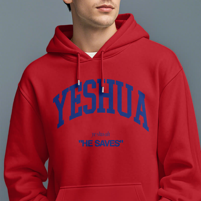 Classic Style Yeshua He Saves Fleece Lined Polyester Hoodie