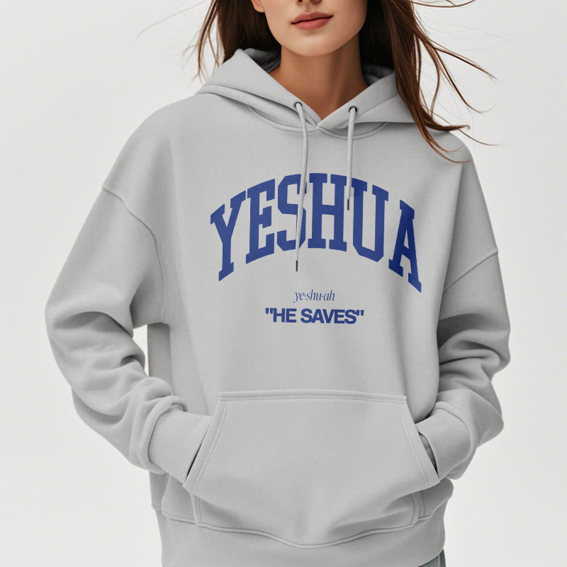 Classic Style Yeshua He Saves Fleece Lined Polyester Hoodie