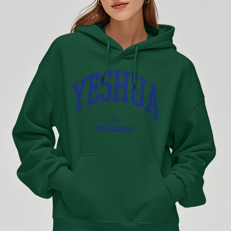 Classic Style Yeshua He Saves Fleece Lined Polyester Hoodie