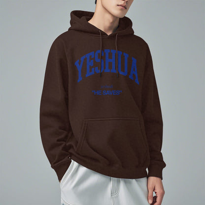 Classic Style Yeshua He Saves Fleece Lined Polyester Hoodie
