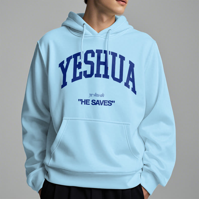 Classic Style Yeshua He Saves Fleece Lined Polyester Hoodie