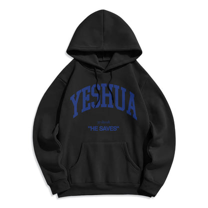 Classic Style Yeshua He Saves Fleece Lined Polyester Hoodie