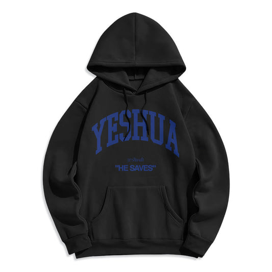 Classic Style Yeshua He Saves Fleece Lined Polyester Hoodie