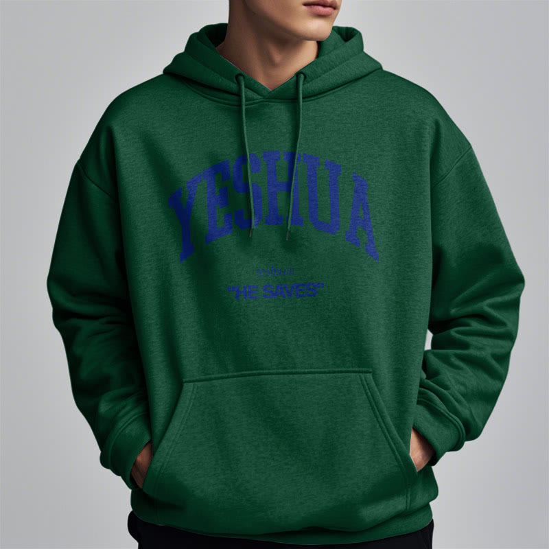 Classic Style Yeshua He Saves Fleece Lined Polyester Hoodie