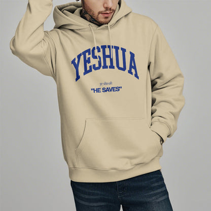 Classic Style Yeshua He Saves Fleece Lined Polyester Hoodie