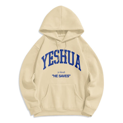 Classic Style Yeshua He Saves Fleece Lined Polyester Hoodie