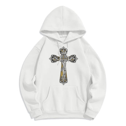 Classic Style St. Benedict Cruxifix Faith Fleece Lined Polyester Hoodie