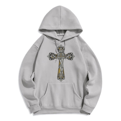 Classic Style St. Benedict Cruxifix Faith Fleece Lined Polyester Hoodie