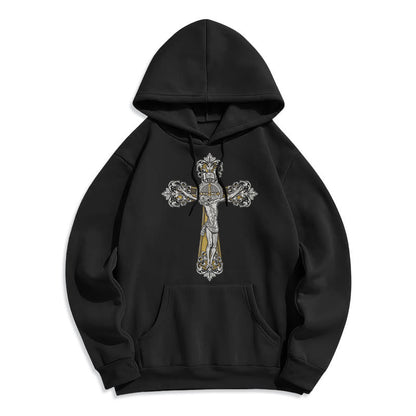 Classic Style St. Benedict Cruxifix Faith Fleece Lined Polyester Hoodie