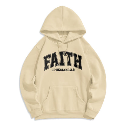 Modern Style Faith Ephesians 2 : 8 Fleece Lined Polyester Hoodie