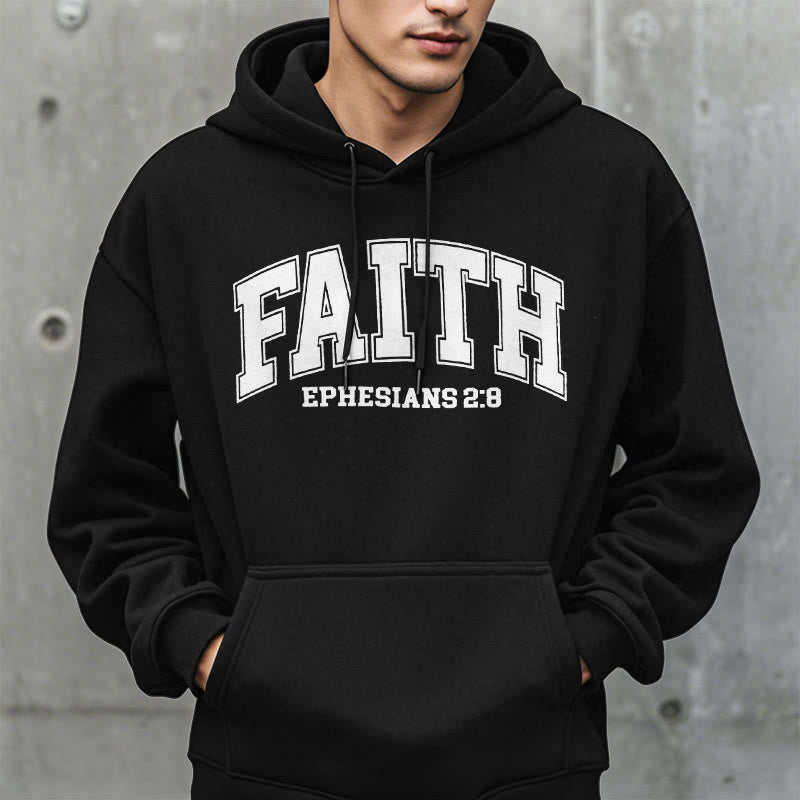 Modern Style Faith Ephesians 2 : 8 Fleece Lined Polyester Hoodie
