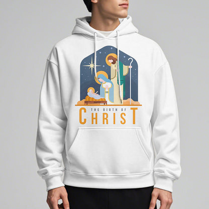 Colored Style Birth Of Christ Nativity Scene Fleece Lined Polyester Hoodie
