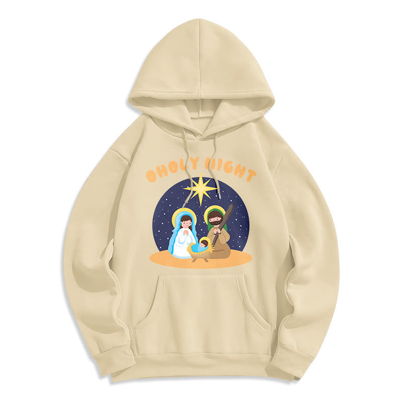 Colored Style Holy Night Nativity Scene Fleece Lined Polyester Hoodie