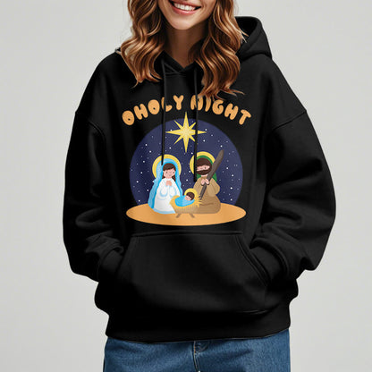 Colored Style Holy Night Nativity Scene Fleece Lined Polyester Hoodie