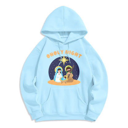 Colored Style Holy Night Nativity Scene Fleece Lined Polyester Hoodie