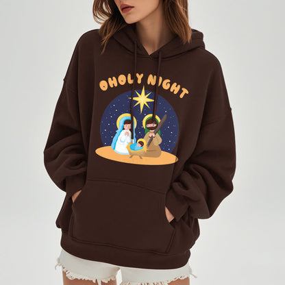 Colored Style Holy Night Nativity Scene Fleece Lined Polyester Hoodie