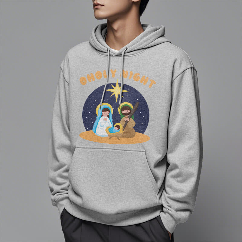 Colored Style Holy Night Nativity Scene Fleece Lined Polyester Hoodie