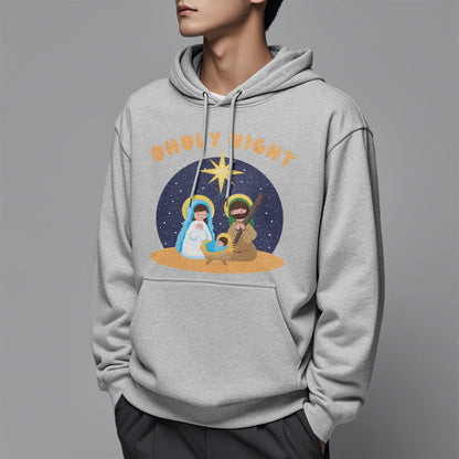 Colored Style Holy Night Nativity Scene Fleece Lined Polyester Hoodie