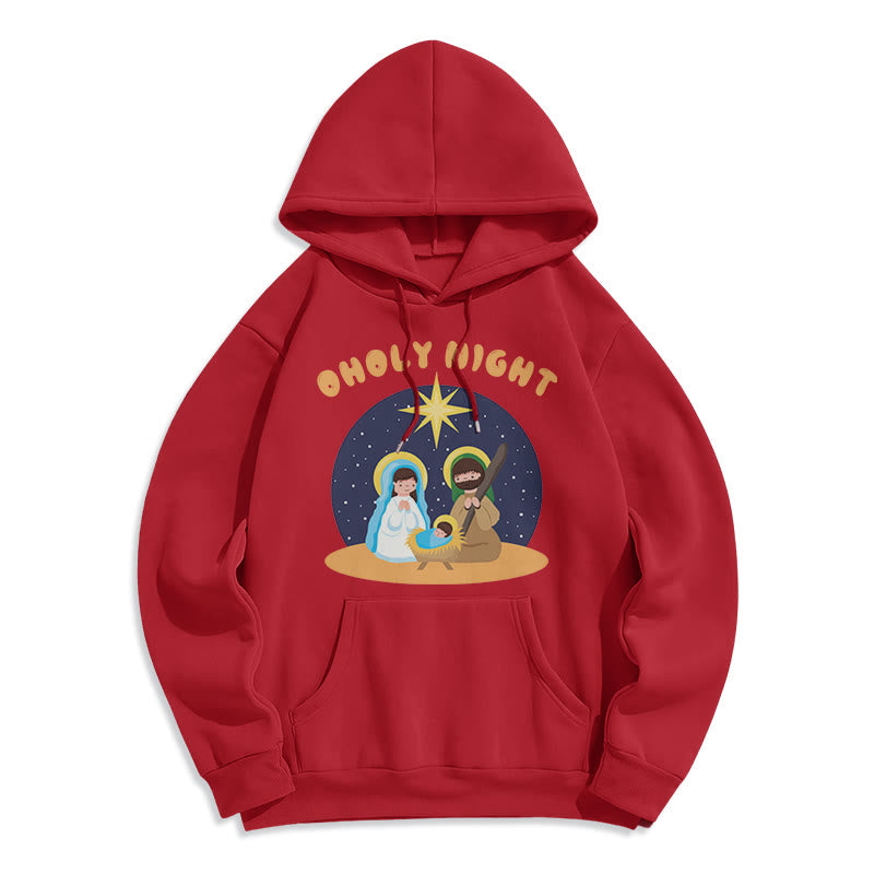 Colored Style Holy Night Nativity Scene Fleece Lined Polyester Hoodie